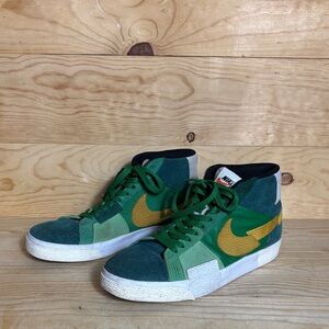 Nike Blazer Zoom Mosaic Green and Yellow High-Top Sneakers 10.5